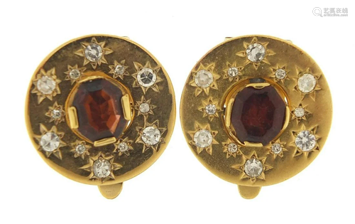 Pair of continental unmarked gold diamon...