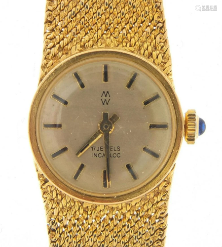MW, ladies 9ct gold manual wristwatch wi...