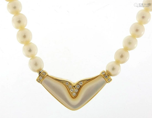 18ct gold and diamond pearl necklace hou...