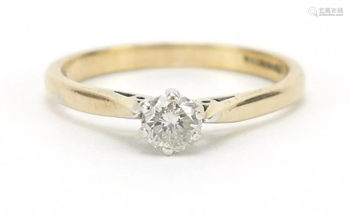 9ct gold diamond solitaire ring, 0.25 ca...