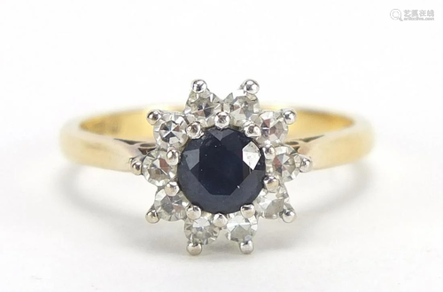 18ct gold sapphire and diamond ring, the...