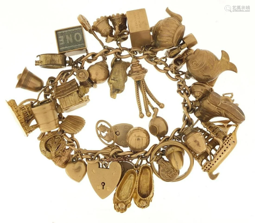 Good 9ct gold charm bracelet with a larg...