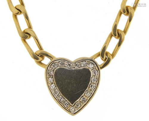 18ct gold necklace with diamond love hea...