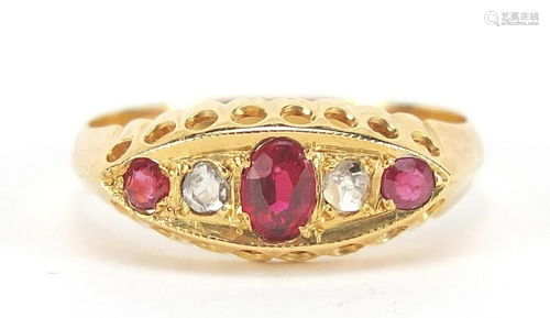 Victorian 18ct gold garnet and diamond f...