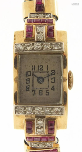 Art Deco ladies unmarked gold, diamond a...