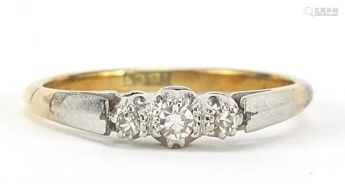 18ct gold and platinum diamond three sto...