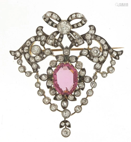 Impressive 19th century diamond and pink...