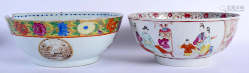 TWO LARGE 18TH CENTURY CHINESE EXPORT PORCELAIN PUNCH