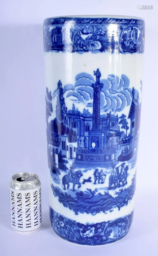 A CONTEMPORARY BLUE AND WHITE PORCELAIN STICK STAND