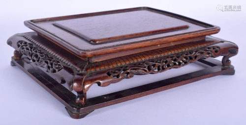 A 19TH CENTURY CHINESE CARVED HARDWOOD RECTANGULAR