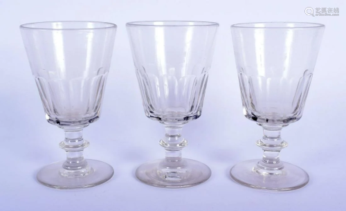 THREE GEORGE III GLASS RUMMERS. 14.5 cm high. (3)