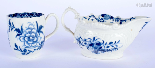 AN 18TH CENTURY WORCESTER BLUE AND WHITE MOU…