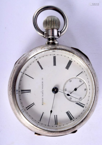 AN ELGIN WATCH COMPANY SILVER PLATED POCKET WATCH. 159