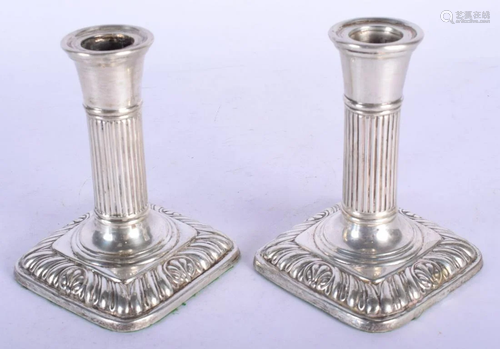 A PAIR OF EDWARDIAN SILVER CANDLESTICKS. Birmingham