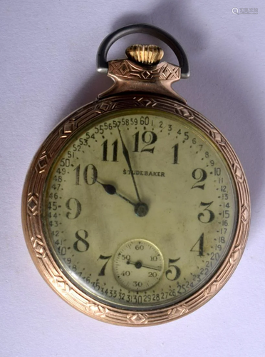 A GOLD PLATED STUDEBAKER LOCOMOTIVE POCKET WATCH. 105