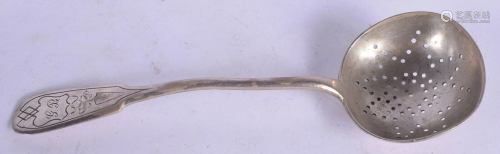 AN ANTIQUE RUSSIAN SILVER SPOON. 35 grams. 14 cm long.