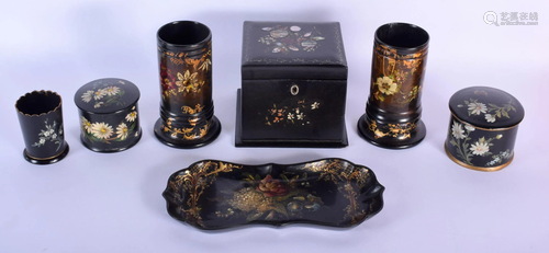 A VICTORIAN JENNINGS & BETTERIDGE BLACK LACQUER TRAY