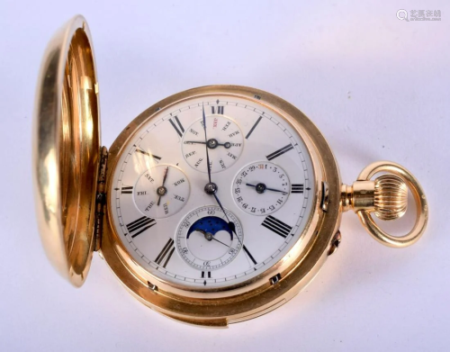 A FINE 18CT GOLD MOONPHASE APERTURE FULL HUNTER