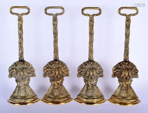 FOUR ANTIQUE BRONZE WHEATSHEAF DOOR STOPS. 40 cm …