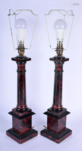 A LARGE PAIR OF EARLY 20TH CENTURY PAINTED CANDLESTICK