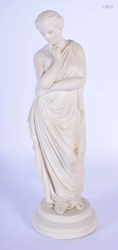 AN ANTIQUE PARIAN WARE PORCELAIN FIGURE OF A FEMALE