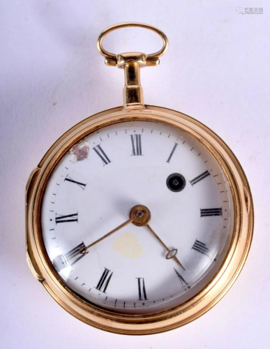 AN ANTIQUE 18CT GOLD POCKET WATCH. 91 grams overall.