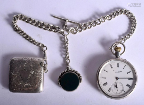 AN ANTIQUE SPINK & SON SILVER POCKET WATCH with silver