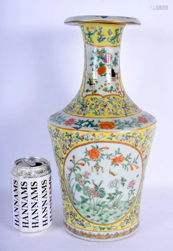 A 19TH CENTURY CHINESE FAMILLE JAUNE VASE decorated