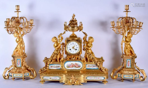 A VERY LARGE 19TH CENTURY FRENCH SEVRES PORCELAIN CLOCK