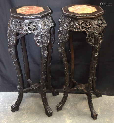 A PAIR OF 19TH CENTURY CHINESE CARVED HARDWOOD MA…