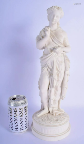 A LARGE 19TH CENTURY FRENCH PARIAN WARE FIGURE OF A