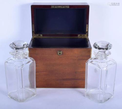 AN EDWARDIAN MAPPIN & WEBB TWO BOTTLE CASED DECANTER