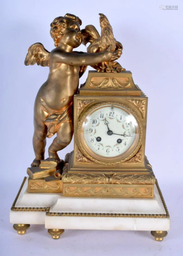 A MID 19TH CENTURY FRENCH GILT BRONZE AND MARBLE…