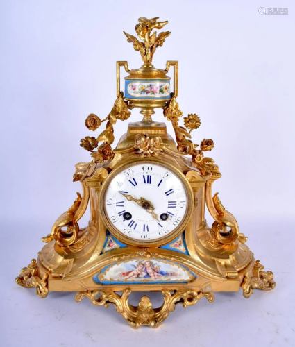 A 19TH CENTURY FRENCH GILT BRONZE AND SEVRES PORCELAIN