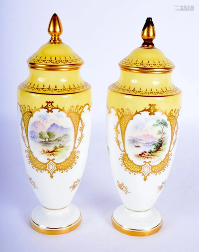 A PAIR OF COALPORT PORCELAIN VASES by P Simpson,