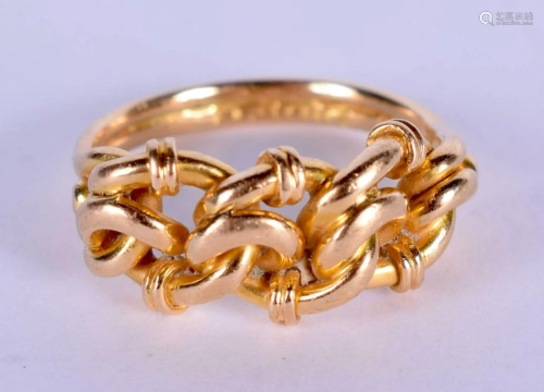 A VINTAGE 18CT GOLD KNOT RING. 6 grams. M.