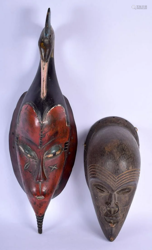 AN AFRICAN TRIBAL IVORY COAST GURO MASK together with