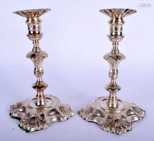 A MATCHED PAIR OF MID 18TH CENTURY ENGLISH SILVER