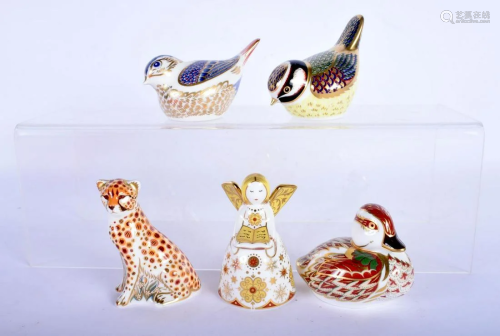 FIVE ROYAL CROWN DERBY PAPERWEIGHTS. (5)