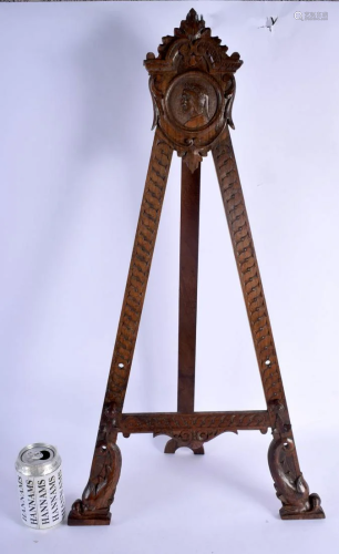 A LARGE 19TH CENTURY ARTS AND CRAFTS OAK STRUT EASEL