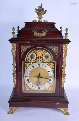 AN ANTIQUE BELL STRIKING BRACKET CLOCK with sunburst