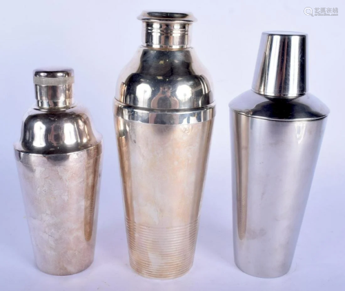 AN ART DECO CHRISTOFLE COCKTAIL SHAKER AND COVER