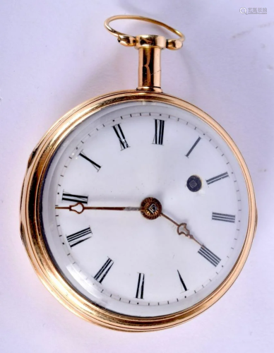 AN 18CT GOLD REPEATING POCKET WATCH. 67 grams overall.