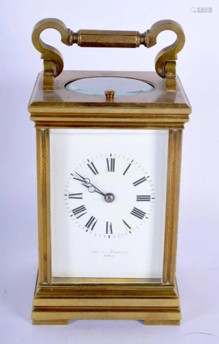 AN ANTIQUE FRENCH REPEATING CARRIAGE CLOCK. 15 c…