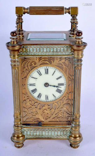 AN ANTIQUE FRENCH CARRIAGE CLOCK with openwork f…