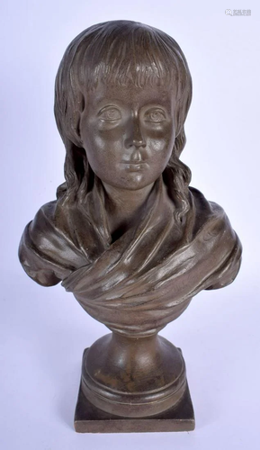 A FINE 19TH CENTURY FRENCH TERRACOTTA BUST OF A GIRL