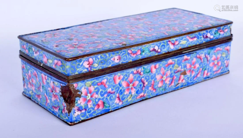A 19TH CENTURY CHINESE CANTON ENAMEL BOX AND COVER