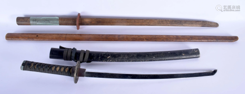 A JAPANESE TAISHO PERIOD SAMURAI SWORD and two bokken.