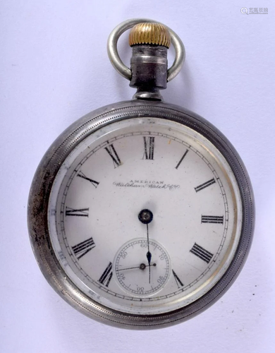 AN AMERICAN SILVER PLATED WALTHAM POCKET WATCH. 160