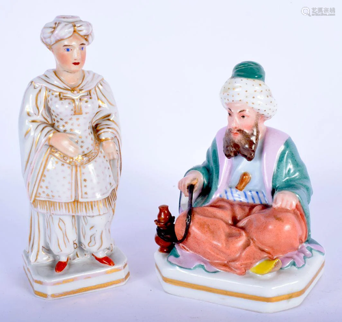 TWO 19TH CENTURY EUROPEAN PORCELAIN FIGURES OF …